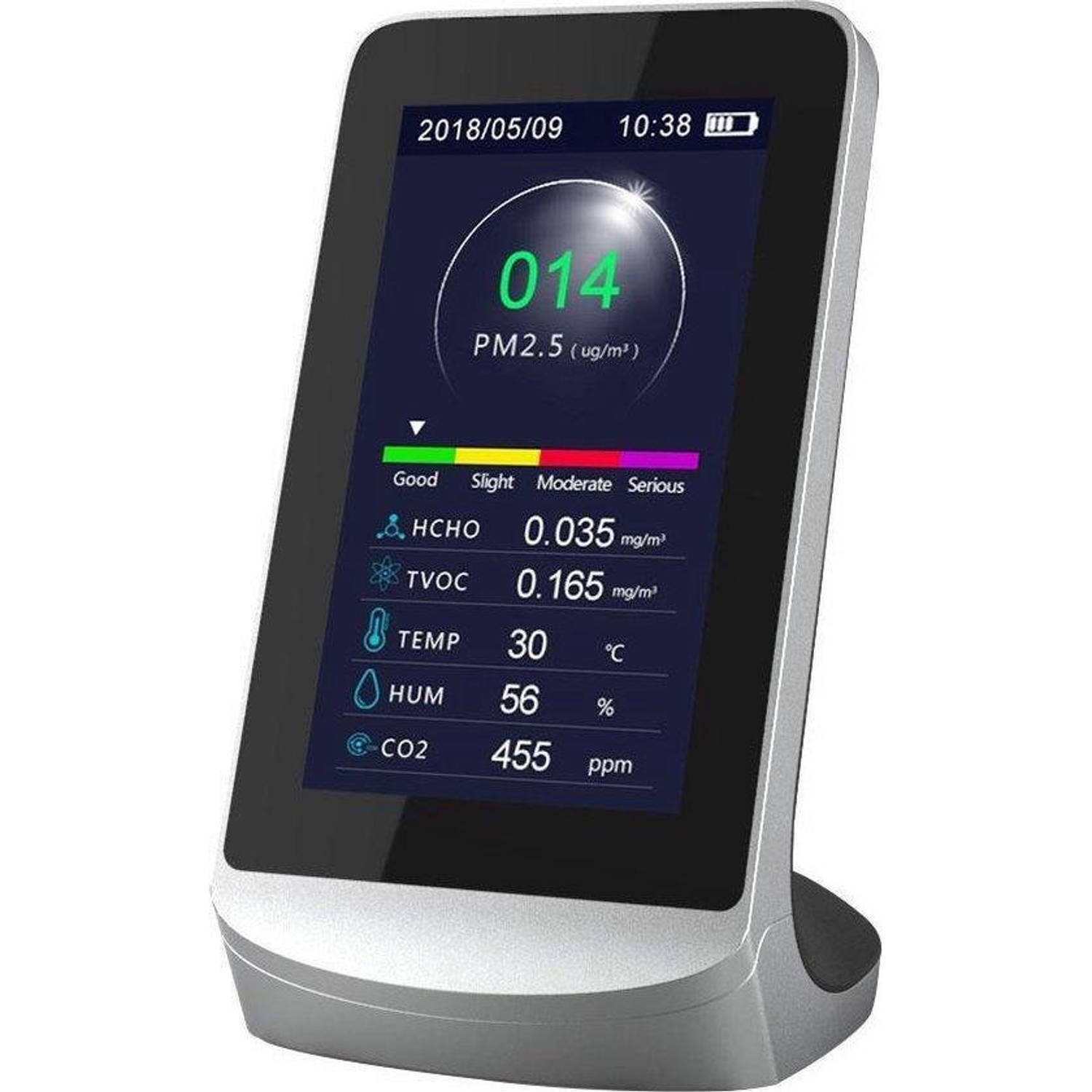 Seos Shop ® Premium Co2 Meter Binnen + Ndir Sensor Bureaumodel Fijnstofmeter Temperatuur Luchtvochtigheidsmete