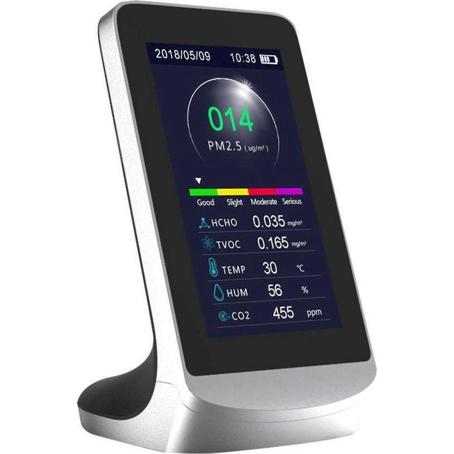 Uitgaven overtuigen ventilatie SEOS SHOP ® Premium Co2 meter binnen + NDIR sensor Bureaumodel  Fijnstofmeter Temperatuur Luchtvochtigheidsmete | Blokker