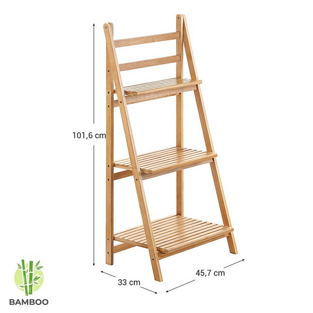 Ladderrek - opbergrek van bamboe hout - Houten ladder rek - rekje voor