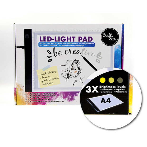 Crafts & Co A4 Light Pad - LED Tekenbord - 235 x 335 mm - Zwart
