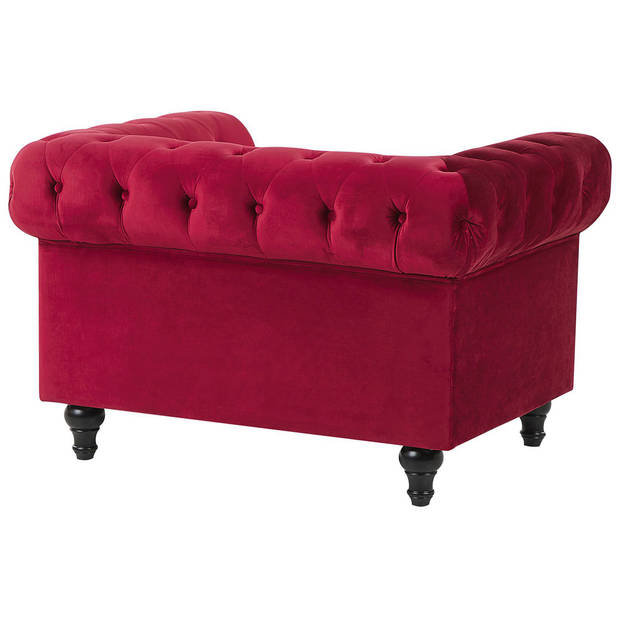 Beliani CHESTERFIELD - Fauteuil-Rood-Fluweel