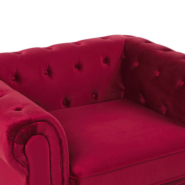 Beliani CHESTERFIELD - Fauteuil-Rood-Fluweel