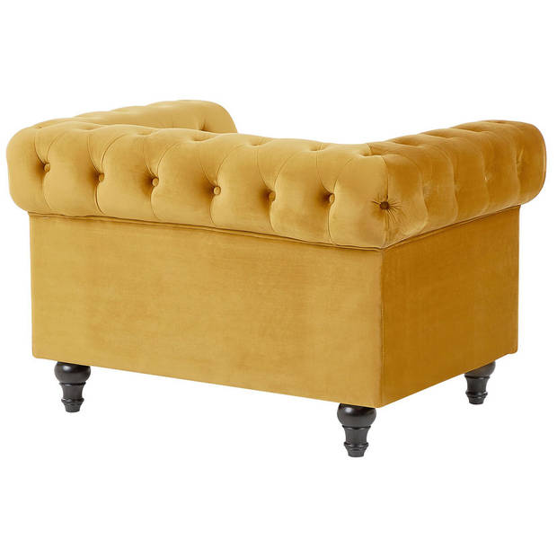 Beliani CHESTERFIELD - Fauteuil-Geel-Fluweel