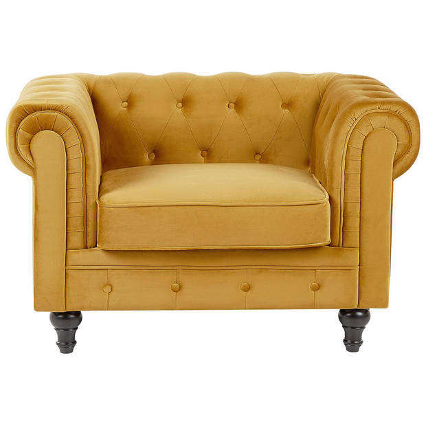 Beliani CHESTERFIELD - Fauteuil-Geel-Fluweel