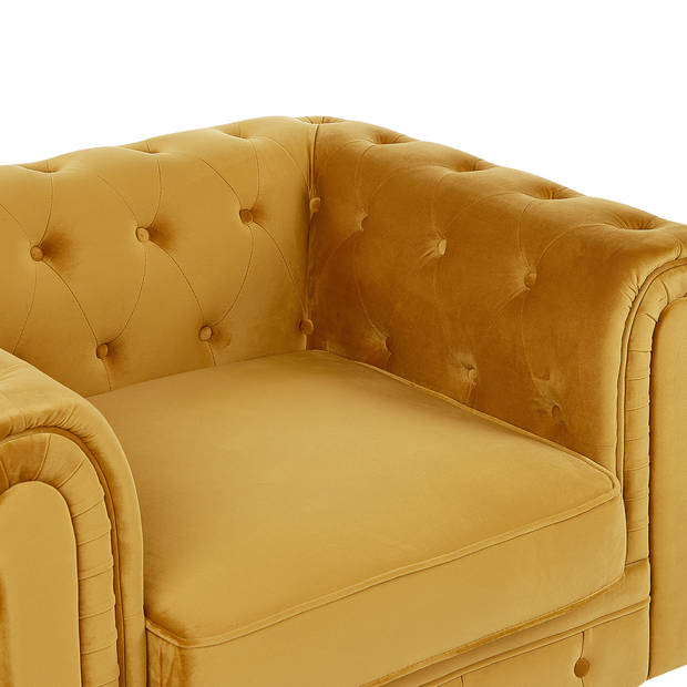 Beliani CHESTERFIELD - Fauteuil-Geel-Fluweel