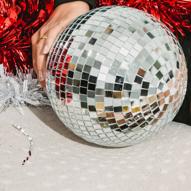 Disco kerstbal - zilver - D18 cm - glas/foam - discobal/discobol - Kerstbal