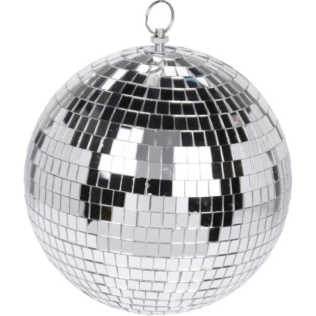 Kerstversiering/kerstdecoratie 2x zilveren decoratie disco kerstballen 18 cm - Kerstbal