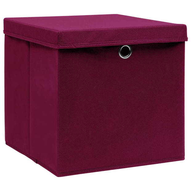 The Living Store Opbergboxen - Nonwoven opbergdozen - 28x28x28 cm - Donkerrood