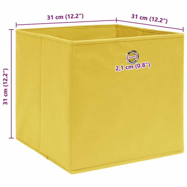 vidaXL Opbergboxen 10 st 32x32x32 cm stof geel