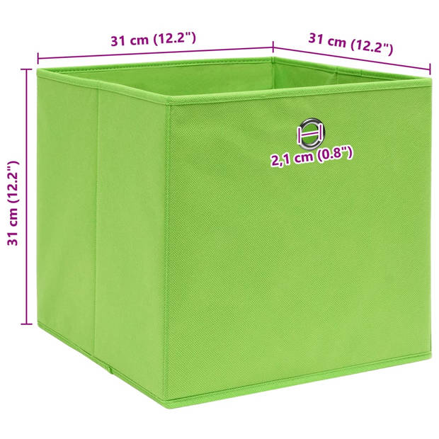 vidaXL Opbergboxen 10 st 32x32x32 cm stof groen