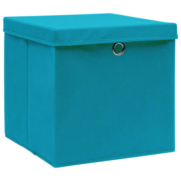 The Living Store Opbergboxen - 32 x 32 x 32 cm - Babyblauw - Nonwoven stof - Inklapbaar - Deksels inbegrepen