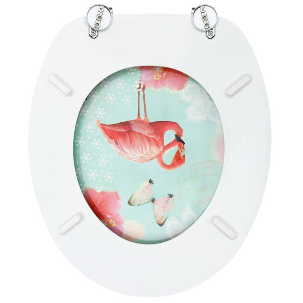 The Living Store WC-bril Flamingo - MDF - Chroom-zinklegering - 42.5 x 35.8 cm - 43.7 x 37.8 cm - 28 x 24 cm - 5.3 -