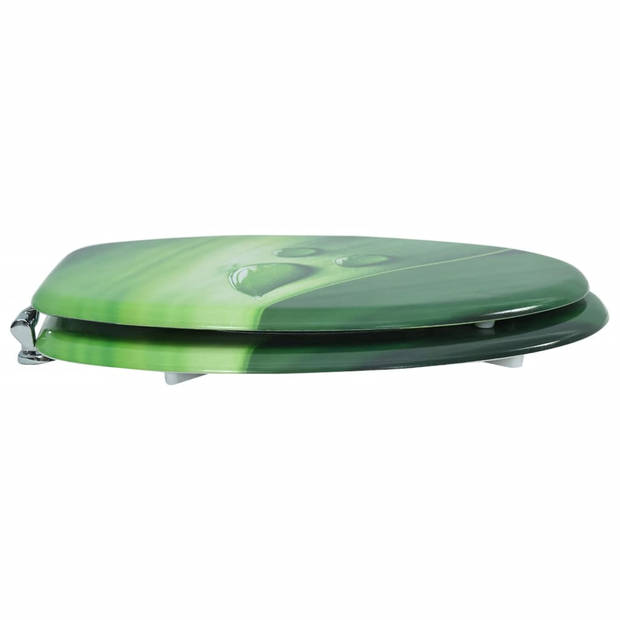 vidaXL Toiletbril met deksel waterdruppel MDF groen