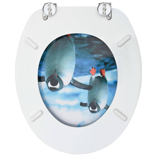 The Living Store Toiletbril - MDF Deksel - Chroom-zinklegering Scharnieren - 42.5 x 35.8 cm - 43.7 x 37.8 cm - 28 x 24