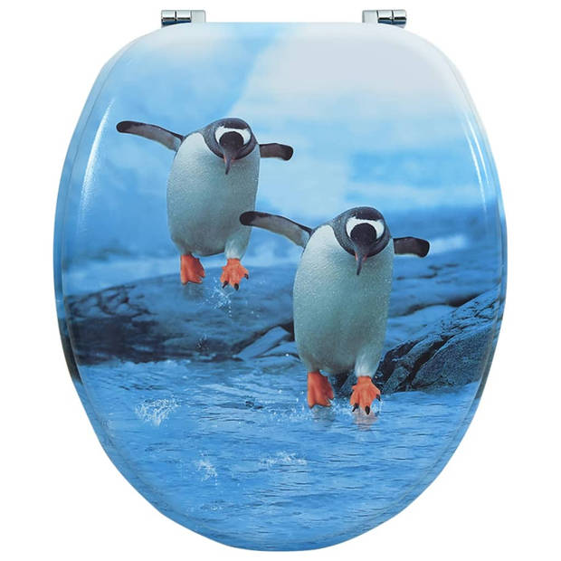 vidaXL Toiletbril met deksel pinguïn MDF