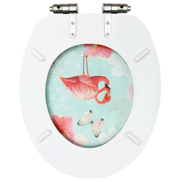 vidaXL Toiletbril met soft-close deksel flamingo MDF