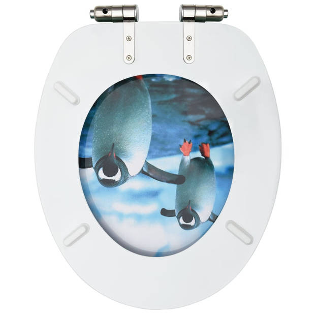 vidaXL Toiletbril met soft-close deksel pinguïn MDF