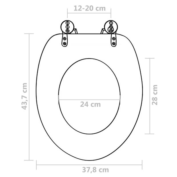 The Living Store WC-bril - MDF - Chroom-zinklegering - 42.5 x 35.8 cm - 43.7 x 37.8 cm - 28 x 24 cm - 5.3 - 5.5 cm -