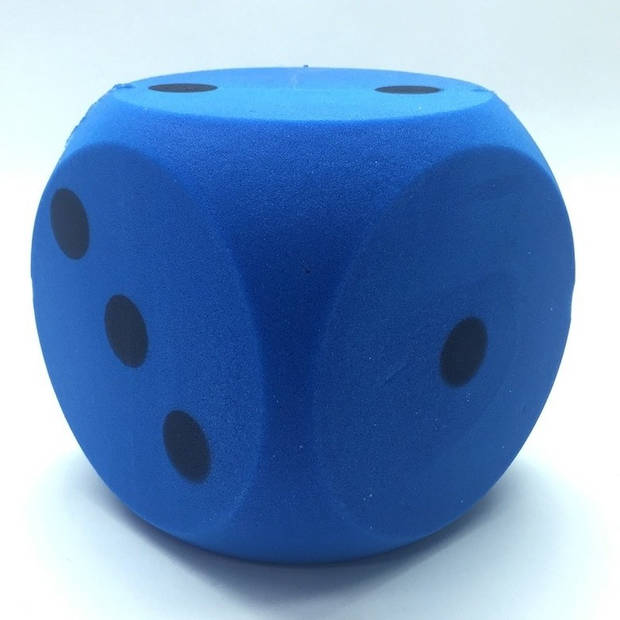 2x Grote schuimrubberen dobbelstenen blauw 1 stuk - Dobbelspellen