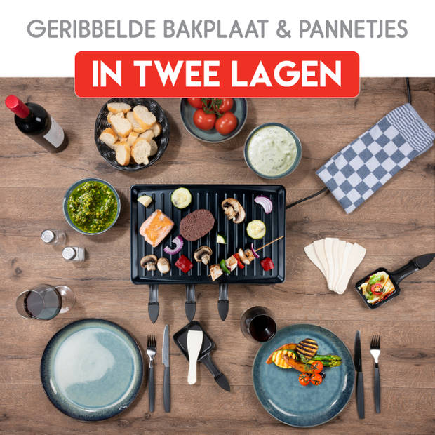 alpina Gourmetstel Bakplaat - met Pannen en Spatels - 1400 Watt - 8 Personen