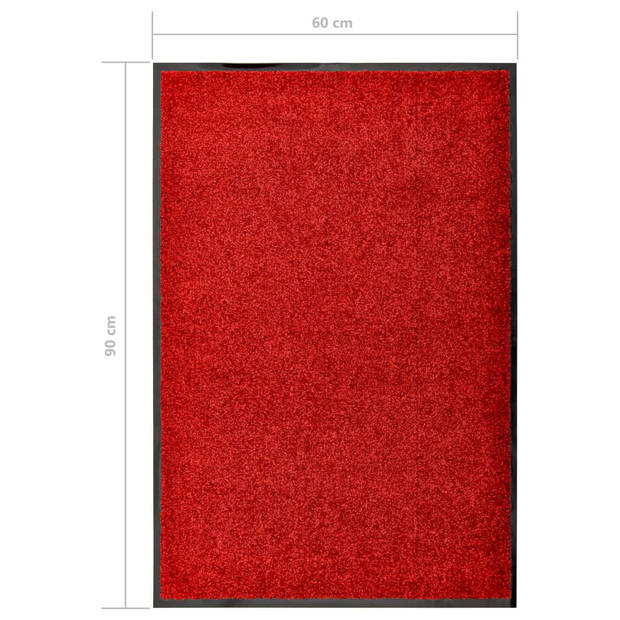 vidaXL Deurmat wasbaar 60x90 cm rood
