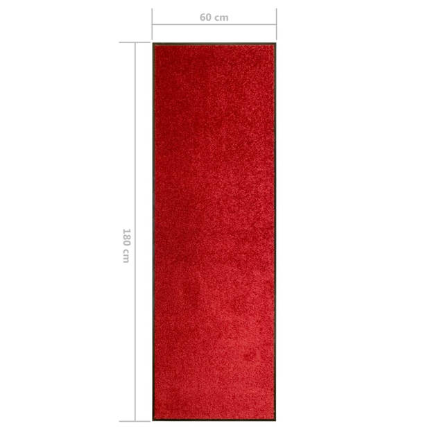 The Living Store Deurmat Binnen/Buiten - 180 x 60 cm - Rood - 9 mm Hoogte - Machine Wasbaar