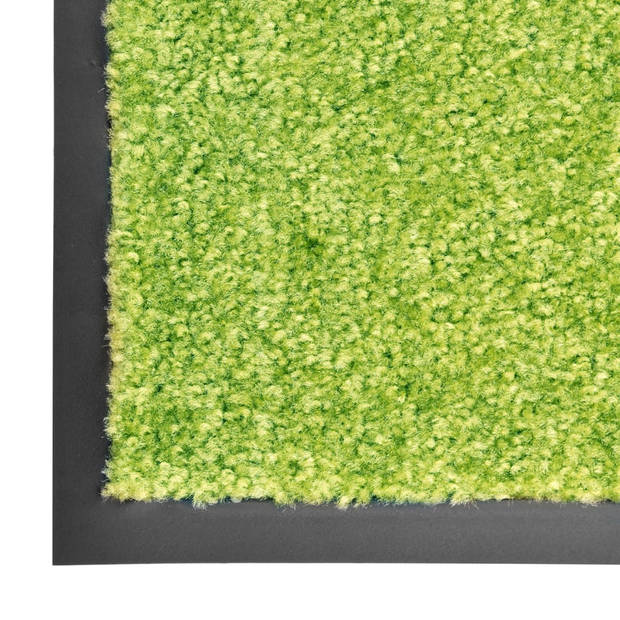 The Living Store Deurmat - Binnen/Buitenmat Groen 90x60 cm - Polyamide - Anti-Slip PVC