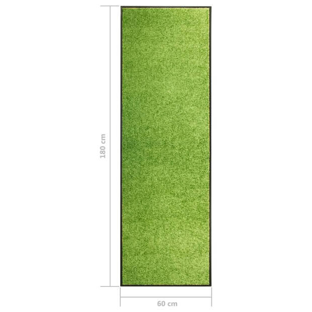 The Living Store Deurmat - Binnen/Buitenmat 180x60cm - Anti-Slip PVC - Groen