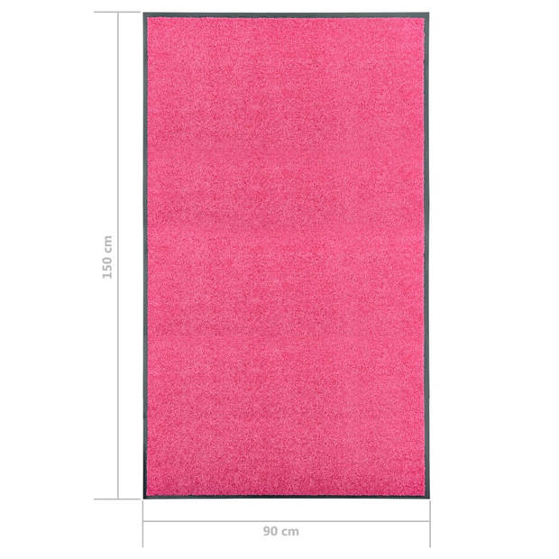 The Living Store Deurmat Binnen/buitenmat - 150 x 90 cm - Roze - Polyamide - Anti-slip PVC