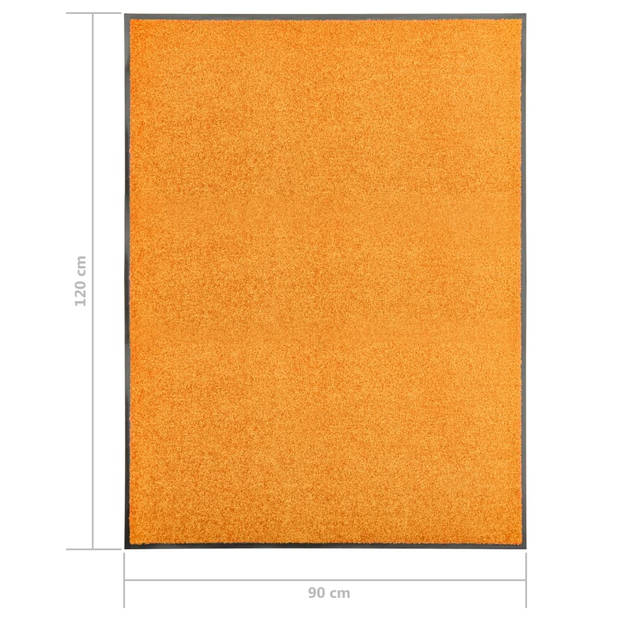 The Living Store Deurmat - Hoogwaardige - Binnen/buitenmat - 120 x 90 cm - Oranje - Anti-slip PVC - Wasbaar - 100%