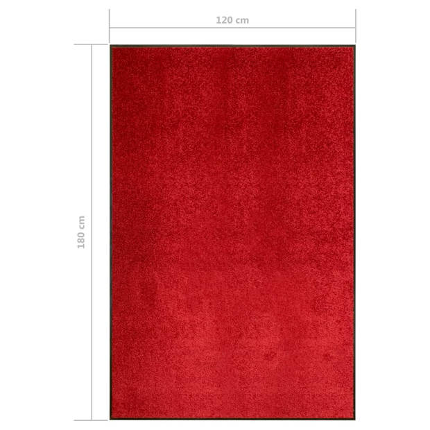 vidaXL Deurmat wasbaar 120x180 cm rood