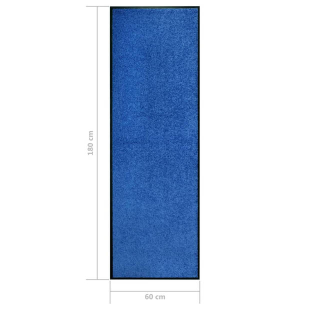 The Living Store Binnen/buitenmat - 180 x 60 cm - blauw - 100% polyamide - anti-slip PVC - 9 mm