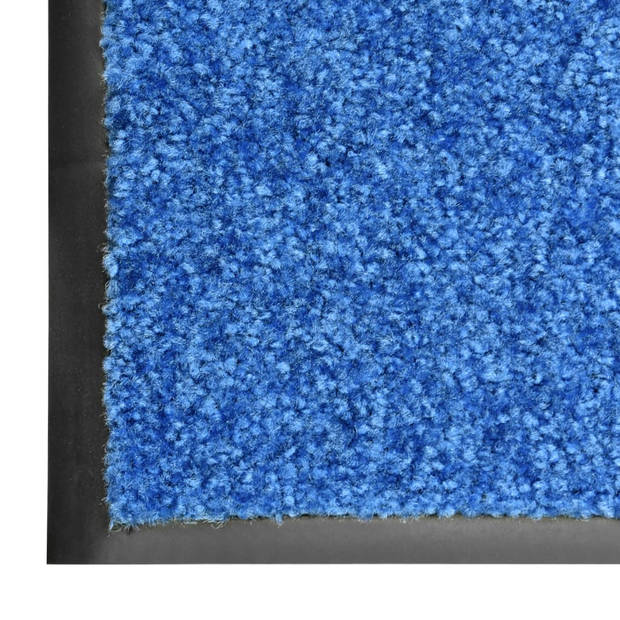 The Living Store Binnen/buitenmat - 180 x 60 cm - blauw - 100% polyamide - anti-slip PVC - 9 mm