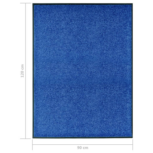 vidaXL Deurmat wasbaar 90x120 cm blauw