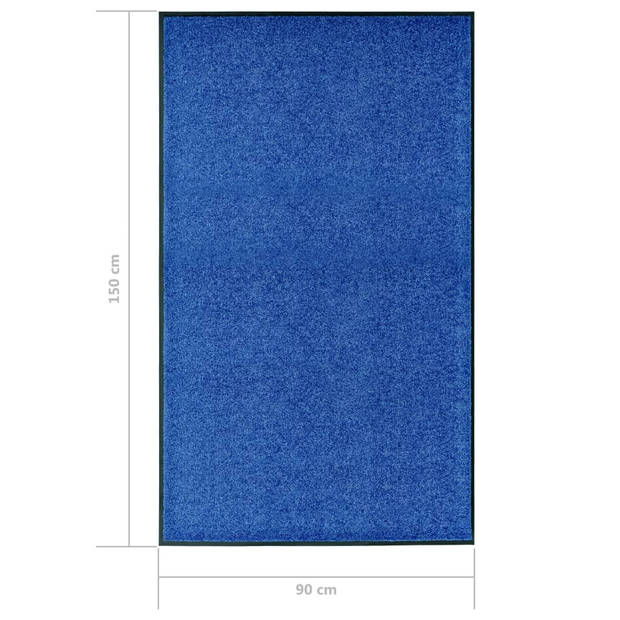 vidaXL Deurmat wasbaar 90x150 cm blauw