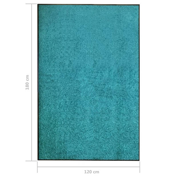 The Living Store Deurmat Cyaan 180 x 20 cm - Absorberend - Anti-slip - Wasbaar