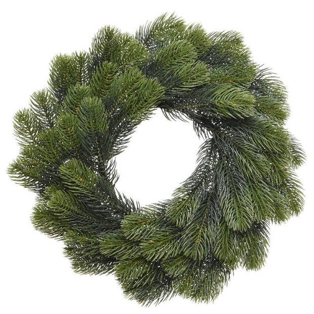 Kerstkrans 50 cm - groen - met messing zilveren hanger/ophanghaak - kerstversiering - Kerstkransen