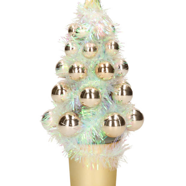Mini kunst kerstboompje goud met kerstballen 19 cm - Kunstkerstboom