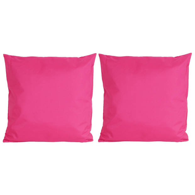 Anna's Collection Sierkussen voor binnen en buiten - fuchsia roze - 45 x 45 cm - tuinkussen - Sierkussens