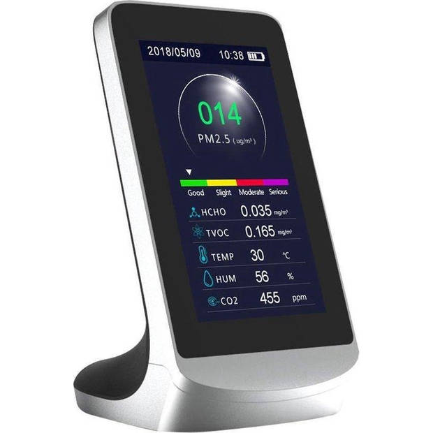 SEOS SHOP ® Premium Co2 meter binnen + NDIR sensor Bureaumodel Fijnstofmeter Temperatuur Luchtvochtigheidsmete