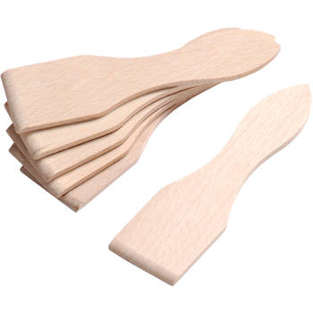 8x Kleine houten bakspatels 13 cm voor tijdens het gourmetten/racletten - Keukenspatels