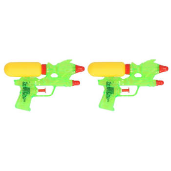 2x Voordelige waterpistolen groen 18 cm - Waterpistolen