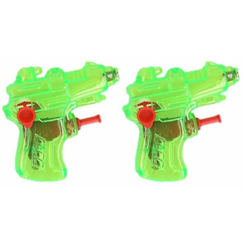 2x Stuks mini waterpistolen groen 7 cm - Waterpistolen