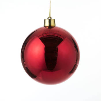 1x Grote kunststof decoratie kerstbal rood 25 cm - Kerstbal