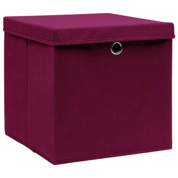 The Living Store Opbergbox - Inklapbaar - Donkerrood - 32 x 32 x 32 cm - Nonwoven stof