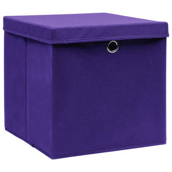 The Living Store Opbergbox Inklapbaar - 32 x 32 x 32 cm - Paars - Nonwoven stof