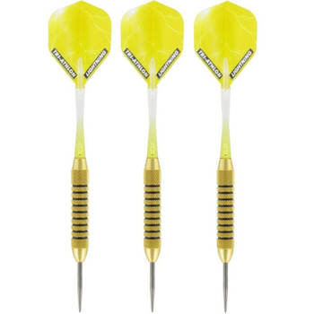 1x Set van dartpijltjes Speedy Yellow Brass met Metallic Lightning flites 21 grams - Dartpijlen