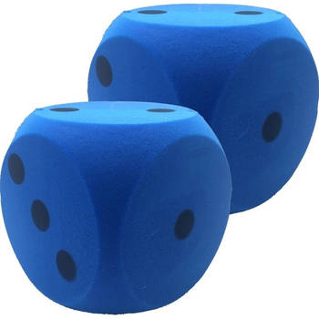 2x Grote schuimrubberen dobbelstenen blauw 1 stuk - Dobbelspellen