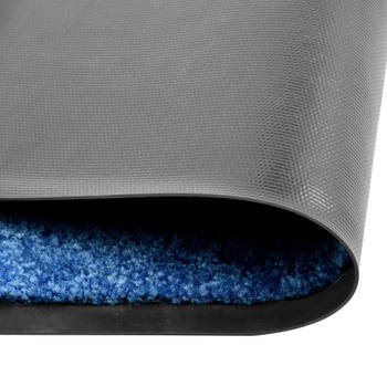 The Living Store Deurmat - Binnen/buitenmat - 180 x 20 cm - Anti-slip PVC - Blauw oppervlak - 100% polyamide - 9 mm