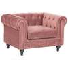 Beliani CHESTERFIELD - Fauteuil-Roze-Fluweel